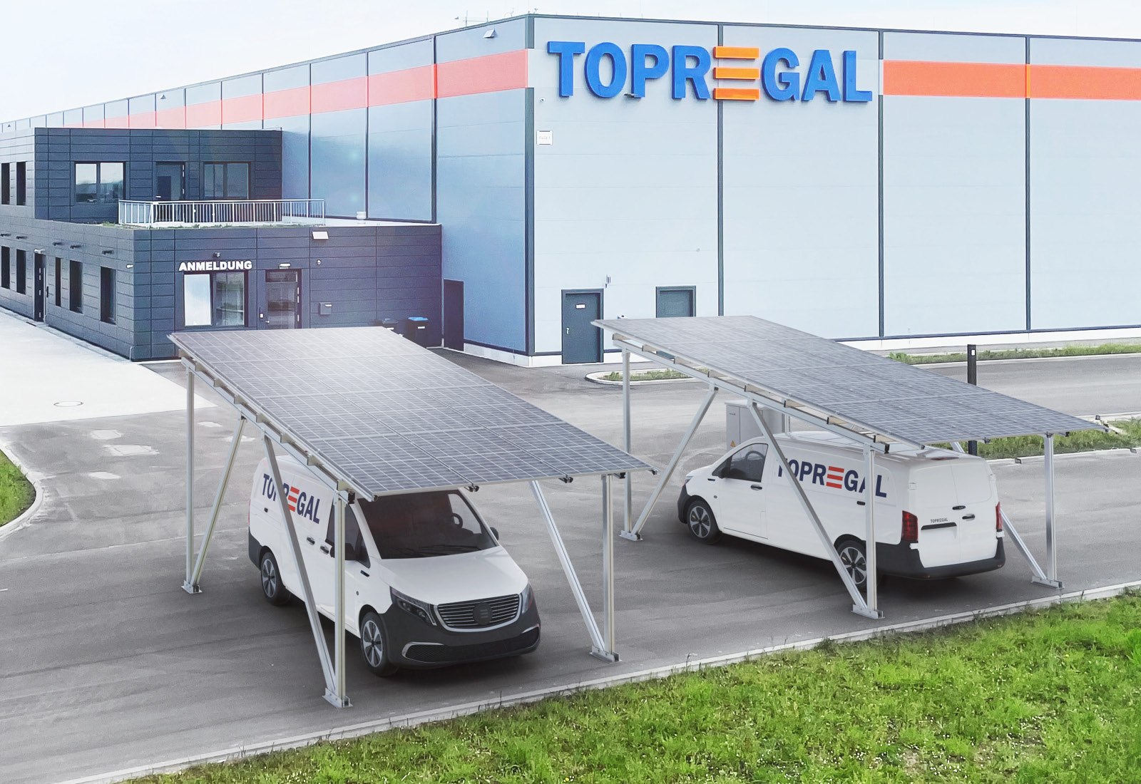 Wohnmobil Solarcarport Carport Gestell SP40/ 5-1W inklusive Wallbox, Solarmodulen und Schaltschrank