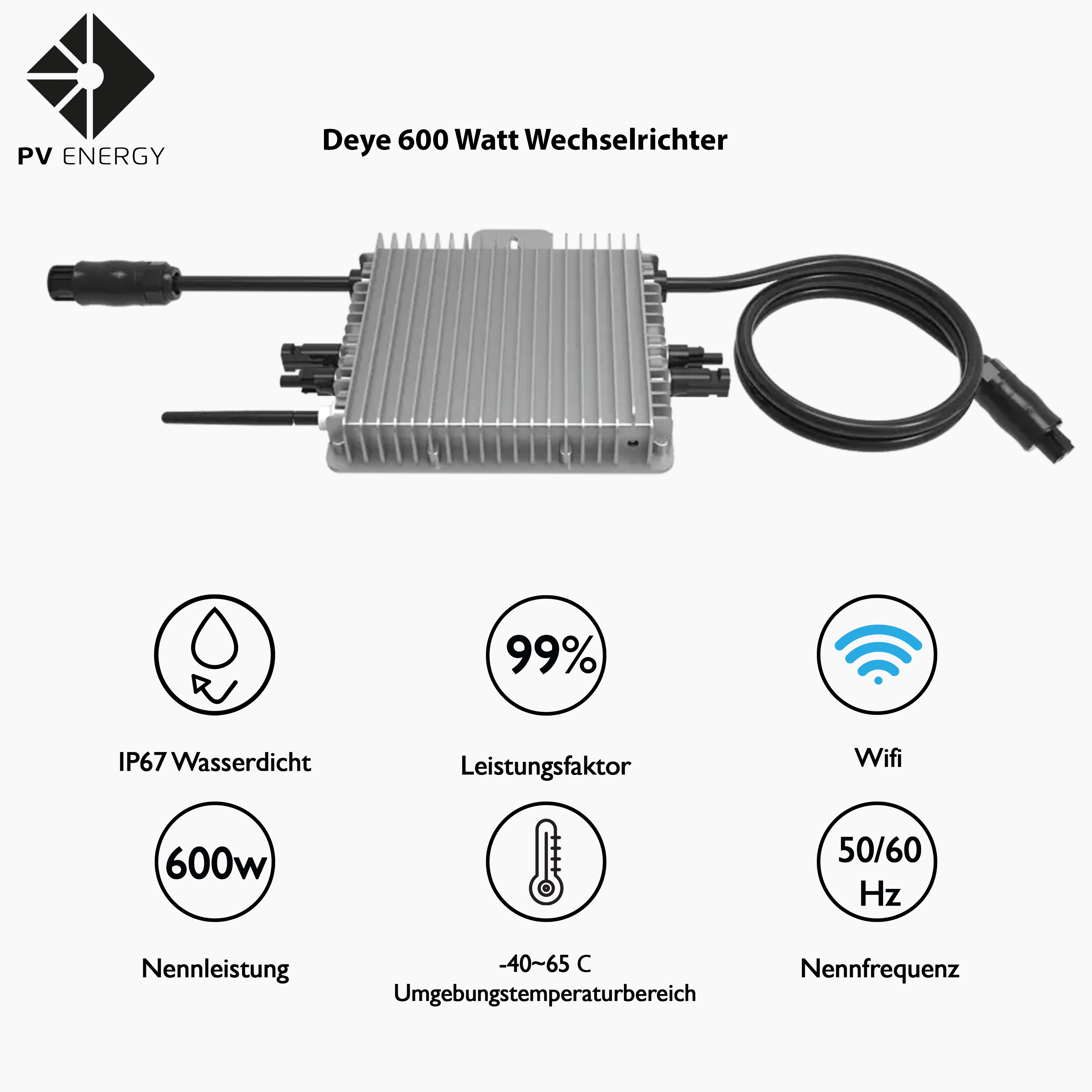 Balkonkraftwerk BKW Full Black Frame 395Wp / 600W | Komplett Set | Plug & Play + WiFi + Mikrowechselrichter + Solarpanel